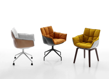 HUSK - Fabric chair with castors with armrests by B&B Italia - view 3
